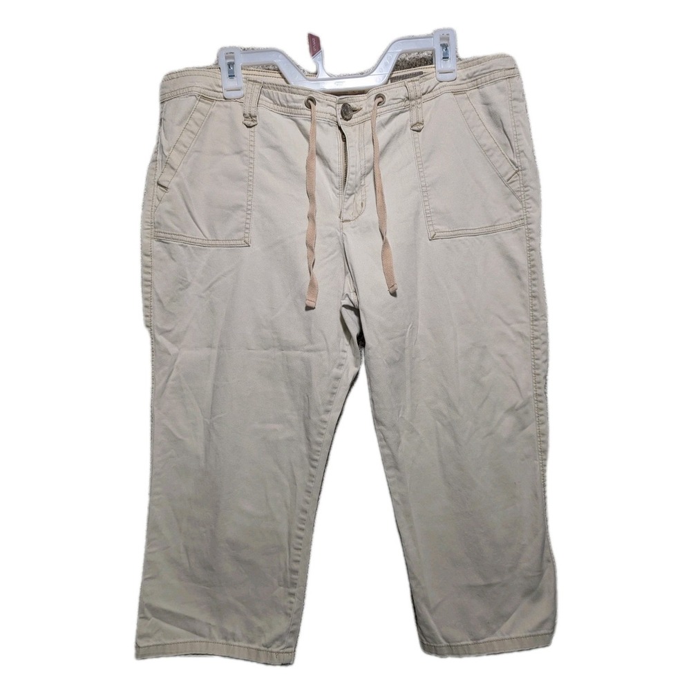 Nine West vintage america shorts Sz 14P Capri Pants Side Tie Up tan‎ Y2k summer